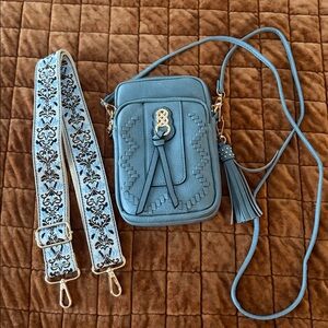 Blue Leather Crossbody Bag